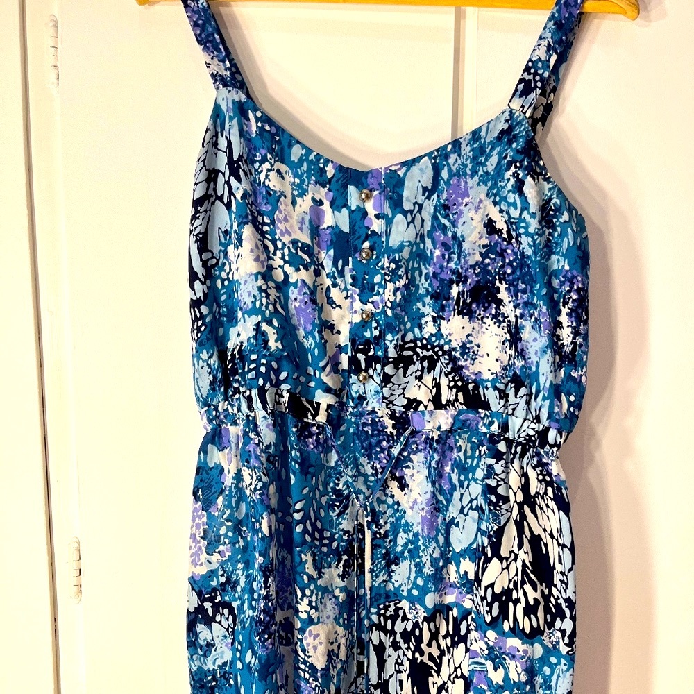 100% Silk Teal/Blue/Purple dress with adjustable straps
